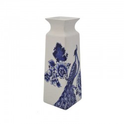 Vase delft blue peacock flower rectangular small Vase delft blue peacock flower rectangular small