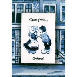 Ansichtkaart delfts blauw kisses holland kussend paar gracht Ansichtkaart delfts blauw kisses holland kussend paar gracht