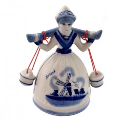 Figurine delft blue farmerwife milkmaid table bell Figurine delft blue farmerwife milkmaid table bell