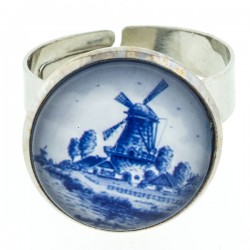 Ring delfts blauw steen molen groot Ring delfts blauw steen molen groot