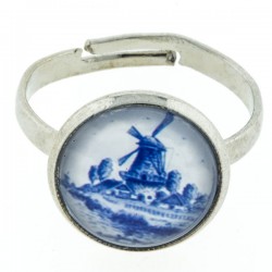 Ring delfts blauw steen molen klein Ring delfts blauw steen molen klein