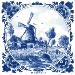Delft blue tile ranch windmill bridge Delft blue tile ranch windmill bridge