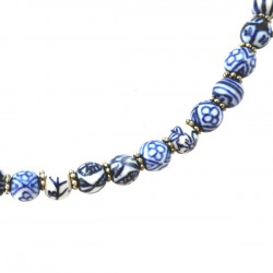 Necklace delft blue beads handmade