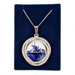 Collier + anhänger silver strass slinger ridge delfter blau mühle Collier + anhänger silver strass slinger ridge delfter blau mühle