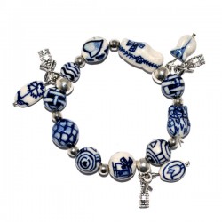 Bracelet delft blue beads windmill charms Bracelet delft blue beads windmill charms