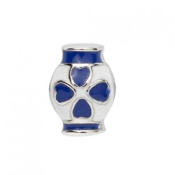 Biba bead vaasje wit met blauwe hartjes