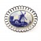 Broche bloem delfts blauwe steen molen verzilverd