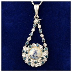 Necklace silver plated drop rhinestone delft mill Necklace silver plated drop rhinestone delft mill