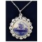 Collier + hanger verzilverd rond bewerkte rand delfts blauw molen