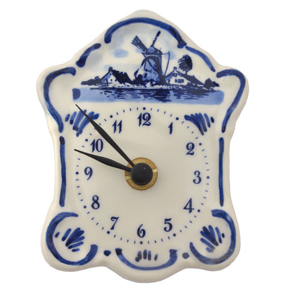 DELFT BLUE WALL CLOCK WINDMILL NUMERALS Clocks Holland Souvenir Shop NL