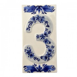 Delft blue ceramic tile house number three 3 Delft blue ceramic tile house number three 3