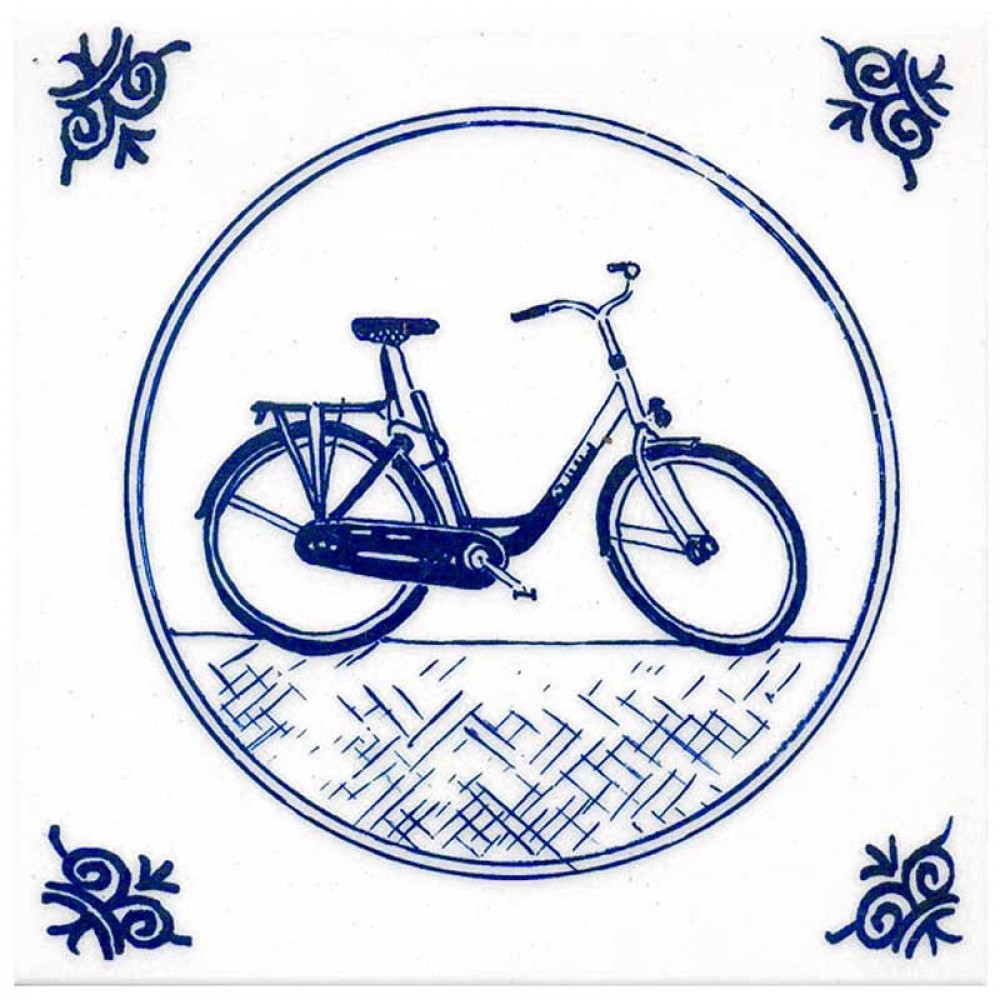 Delfts blauw tegel moderne fiets