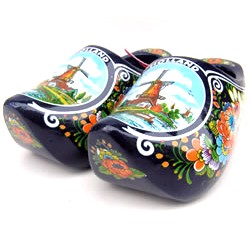 Wooden shoes holland windmill flowers blue 14 cm  Wooden shoes holland windmill flowers blue 14 cm
