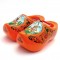 Houten klompjes 10 cm molen bloemen oranje