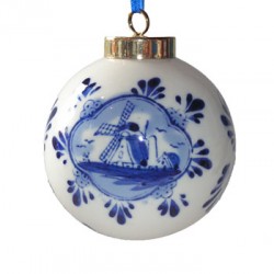 Weihnachtskugel delfter blau 7 cm