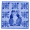 Kitchen towel delft blue kissing couple flowers