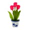 Magneet bloempot delfts blauw flexi tulpjes fuchsia