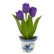 Magneet bloempot delfts blauw flexi tulpjes paars