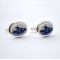 Cufflinks delft blue circle stone mill smooth edge