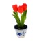 Miniatuur bloempot delfts blauw flexi tulpjes oranje