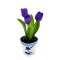 Miniatuur bloempot delfts blauw flexi tulpjes paars