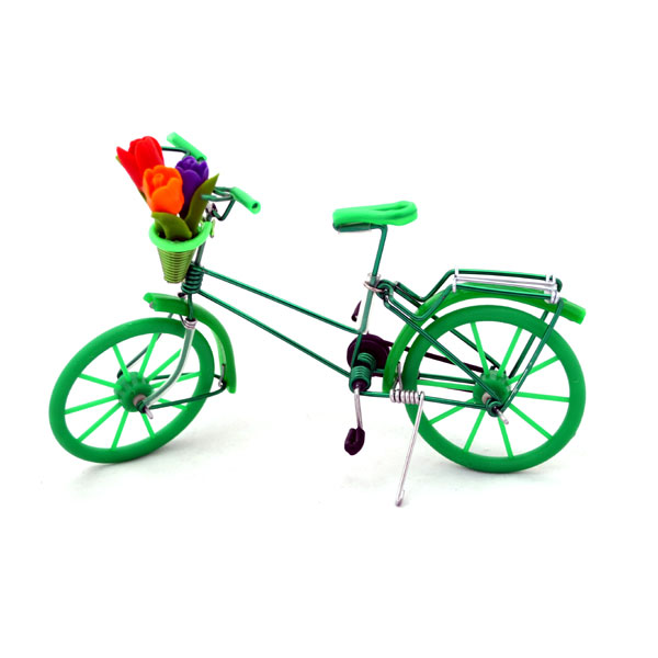 Miniatuur fiets tulpen groen