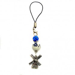 Mobielhanger delfts blauw kraal swarovsky steen molen Mobielhanger delfts blauw kraal swarovsky steen molen
