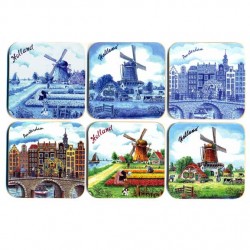 Onderzetters kurk set 6 holland tekening ass Onderzetters kurk set 6 holland tekening ass