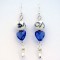 Earrings delft blue beads heart cloggies 4.5 cm