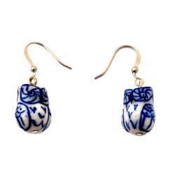 Delft blue earrings pendant owl