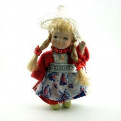 Handmade porcelain costume doll girl red 12 cm Handmade porcelain costume doll girl red 12 cm