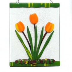 Glas rahme tulp oranje / geel Glas rahme tulp oranje / geel