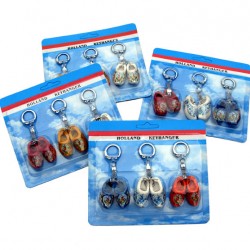 Sleutelhanger 2 houten klompjes assortie