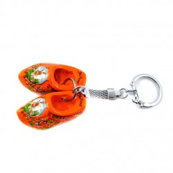 Keyring pair wooden cloggies orange 4 cm Keyring pair wooden cloggies orange 4 cm