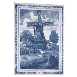 Geschirrtuch delfter blau mühle landschaft blumen Geschirrtuch delfter blau mühle landschaft blumen