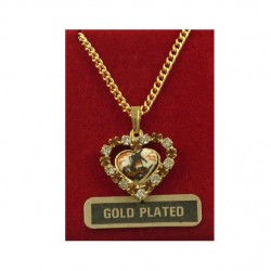 Gold-plated necklace with mill in rhinestone heart Gold-plated necklace with mill in rhinestone heart