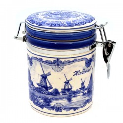 Voorraadpot delfts blauw molen landschap holland Voorraadpot delfts blauw molen landschap holland
