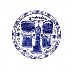 Wandteller relief delft blue amsterdam monumente ø 14.5 cm Wandteller relief delft blue amsterdam monumente ø 14.5 cm