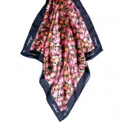 Zijden shawl tulpen zwart holland 74 x 74 cm Zijden shawl tulpen zwart holland 74 x 74 cm