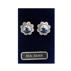 Silver earrings flower delft silver earrings flower delft blue w Silver earrings flower delft silver earrings flower delft blue w